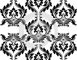 Classic floral black and white ornament pattern