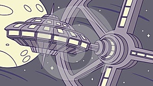 Classic Flying Saucer UFO in Outer Space Vector, vector design Generative AI