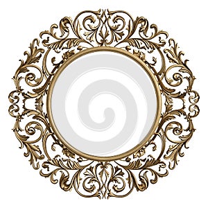 Classic frame circle with ornament decor isolated on white background