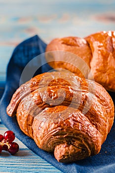 Classic French breakfast with croissants and coffee