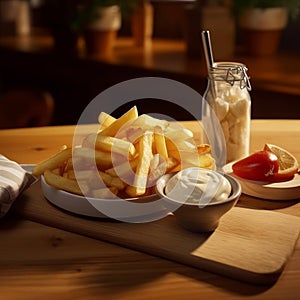 Classic French Fries with Sauces photo