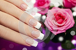 Classic French manicure. photo