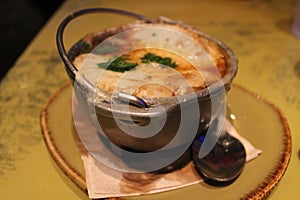 Classic French onion soup at Orlando restaurant