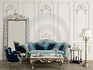 Classic furniture in classic interior with copy space