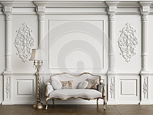 Classic furniture in classic interior with copy space