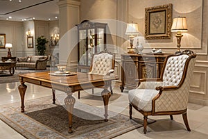 Classic furniture interior mockup 3d rendering photo
