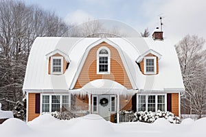 classic gambrel roof in snow photo