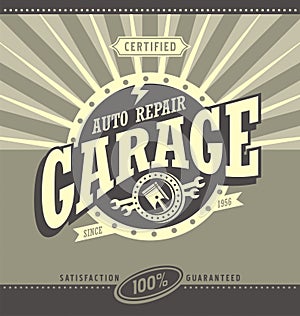 Classic garage retro banner design concept