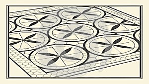 Classic Geometric Floor Tile Pattern Vector, vector design Generative AI