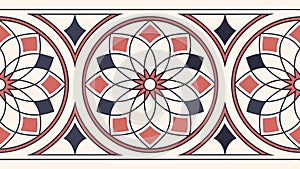 Classic Geometric Floral Tile Pattern Vector, vector design Generative AI