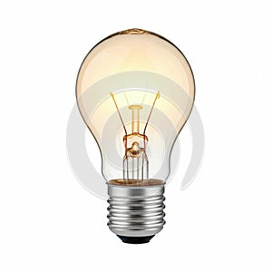A classic glowing light bulb isolated on a white background