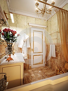 Classic Gold Modern Bathroom Interior Design