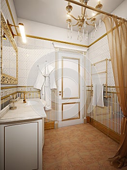 Classic Gold Modern Bathroom Interior Design
