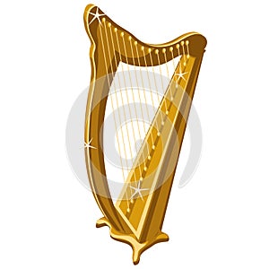Classic gold sparkle harp, cartoon style