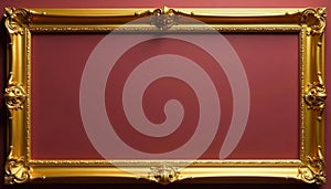 Classic golden rectangular frame, simple lines , elegant frame, rectangle, white background