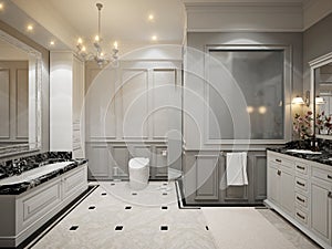 Classic gray bathroom interior design