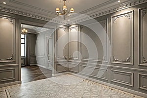 Classic gray room with moldings photo