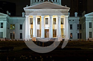 Classic Greek columns at night photo