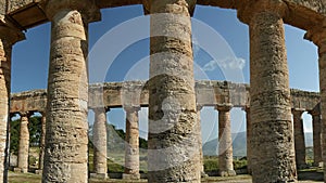 Classic Greek Doric Temple at Segesta in Sicily , southern Italy Ken burns effect
