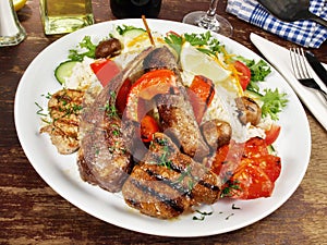Classic Greek Meat Plate with Rice