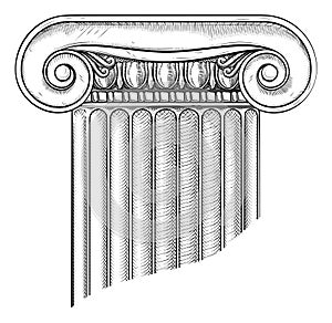 Classico greco romano colonna ionico pilastro xilografia 