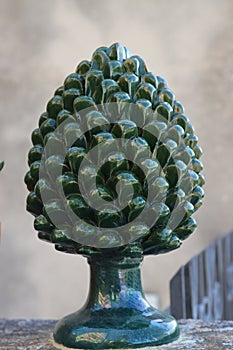 classic green ceramic pine cone symbol of Sicily-