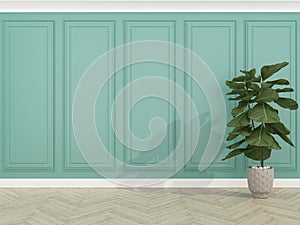 Classic green wall with wood floo photo