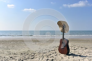 Classic guitar and beach accessories