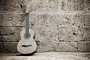 Classic guitar on wall