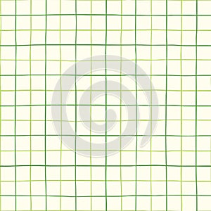 Classic Hand-Drawn Green and White Tattersall Plaid Check Vector Seamless Pattern photo