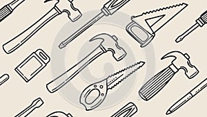 Classic Hand Tools Seamless Pattern Background, vector design Generative AI