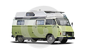 Classic Hanomag motorhome isolated on white