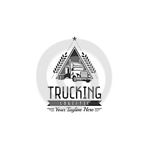 Classic heavy truck logo, emblems and badges Vector illustration