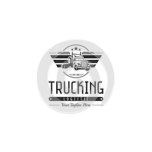 Classic heavy truck logo, emblems and badges Vector illustration