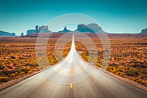 Classic highway view in Monument Valley, USA