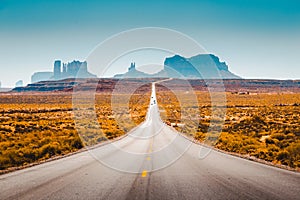 Classic highway view in Monument Valley, USA