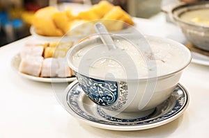 Classic Hong Kong congee served in local cafe photo