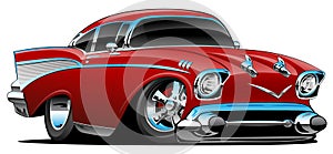 Klassisch heiß Stange 57 Muskel auto niedrig Profil der große reifen a Felgen Süßigkeiten apfel malerei-design Vektor illustrationen 