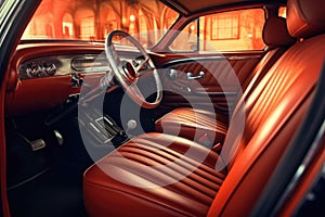 classic hot rods interior with leather seats and dashboard