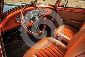 classic hot rods interior with leather seats and dashboard