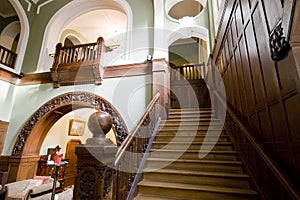 Classic hotel lobby stairs