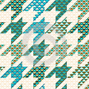 Classic Hounds-tooth pattern in a patchwork collage style.