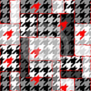 Classic Hounds-tooth pattern in a patchwork collage style.