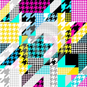 Classic Hounds-tooth pattern in a patchwork collage style.