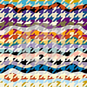 Classic Hounds-tooth pattern in a patchwork collage style.