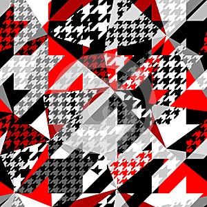 . Classic Hounds-tooth pattern in a patchwork collage style.