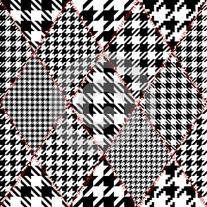 Classic Hounds-tooth pattern in a patchwork collage style.
