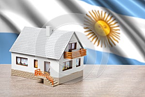 Classic house against Argentina flag background