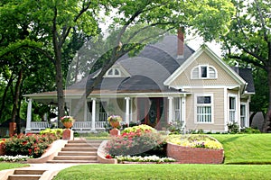 Classic House with flower garden