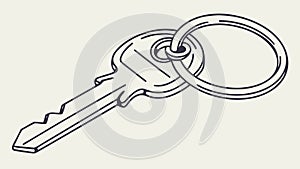 Classic House Key with Keychain Ring, vector design Generative AI